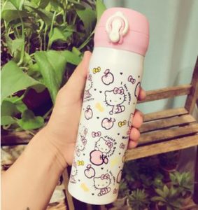 Gourde Hello Kitty Avec Paille - Bouteille Transparente 550 Ml
