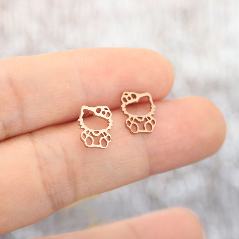 baobei Hello Kitty chat boucles d'oreilles pour femmes en argent