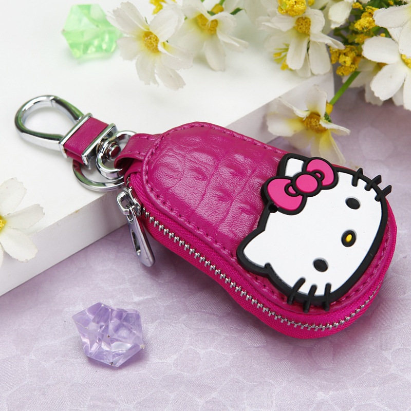 Porte clef hello kitty cuire rose bonbon - Boutique hello kitty
