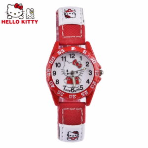 Montre hello kitty toile rouge