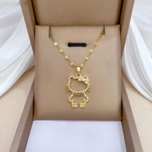 Collier hello kitty fille or