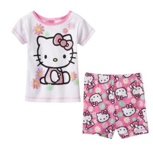 New Girl Order - Exclusivité - Ensemble de pyjama Hello Kitty avec crop top  et short bouffant à carreaux vichy - Bleu