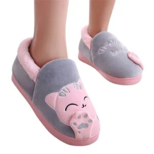Chaussons hello kitty smile gris et rose
