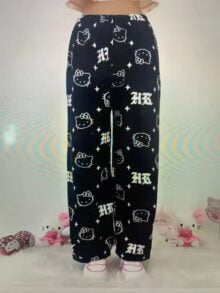 Pyjama Femme Pantalon Arlequin Noir Et Blanc - Doux, Confortable Avec Poche - Taille Élastique