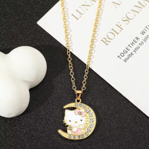 Collier Hello Kitty Lune Or