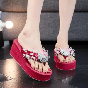 Tong hello kitty strass rouge